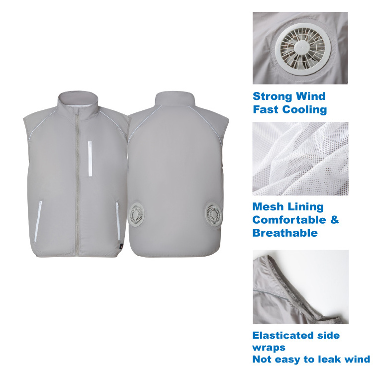 Custom UV-resistant Air Conditioning Clothing Cooling Fan Vest With 3 Speeds Button For Hot Weather Outdoor Work