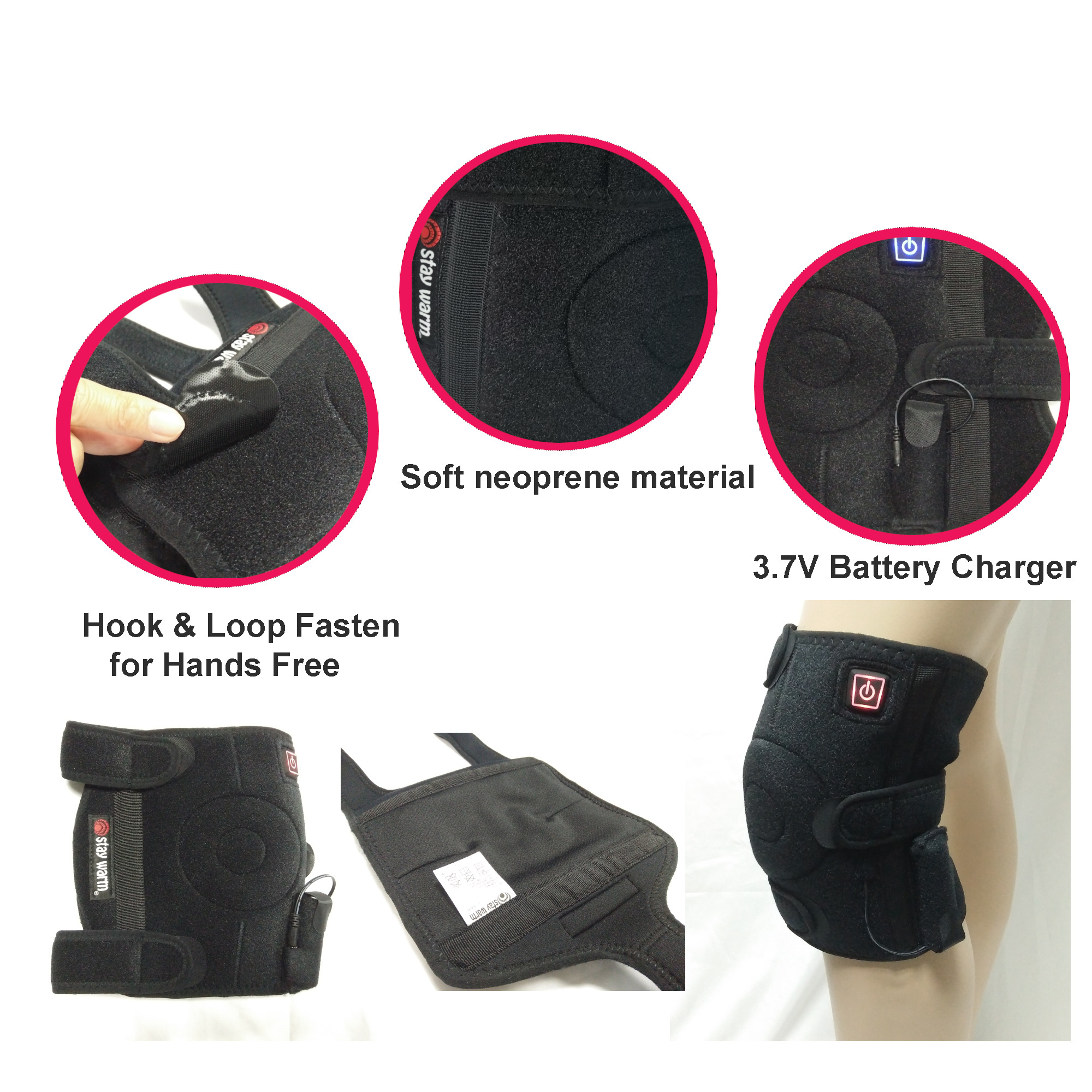 heated back wrap with 7.4v battery lumbar therapy pad