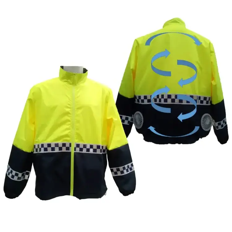 Summer Cordless Reflective Cooling Fan Clothes Long Sleeve Air Conditioning Jacket For Men Women