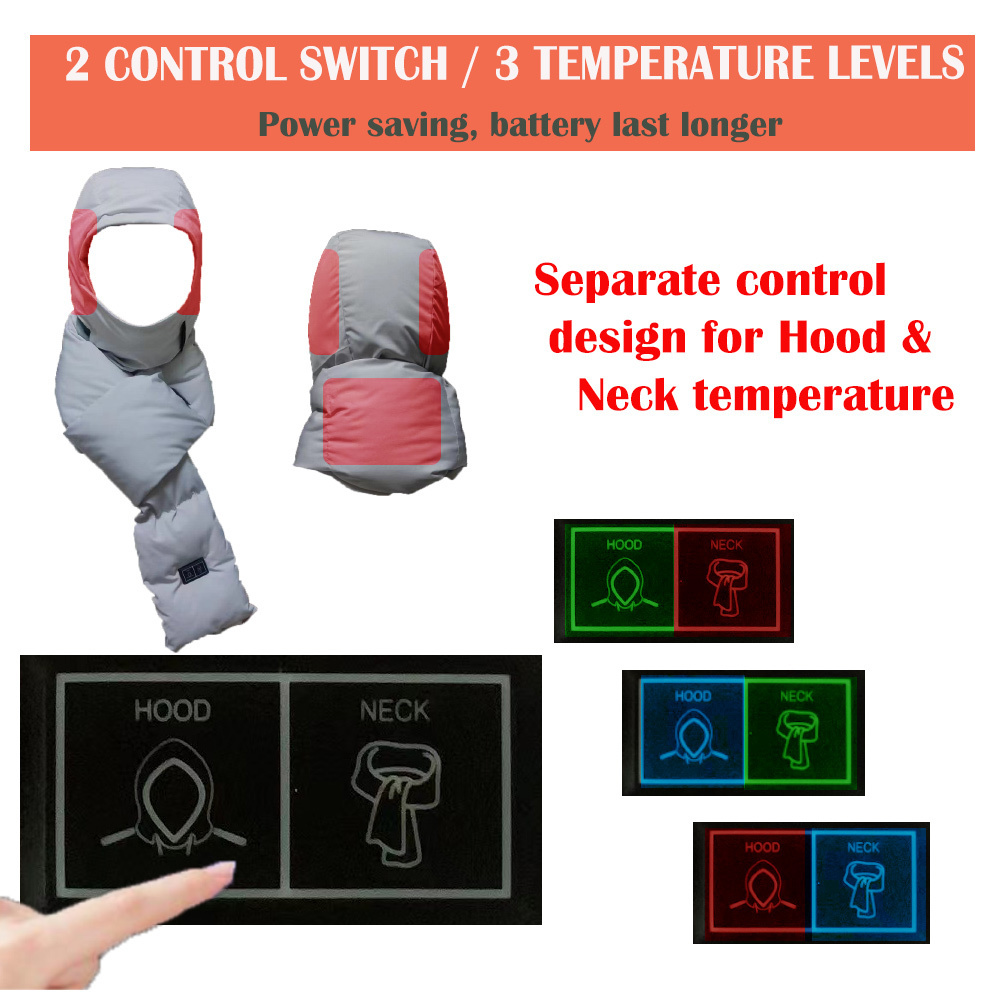 new patent product 5v usb heating pad for neck warmer scarf with face mask two ear heat pads hat