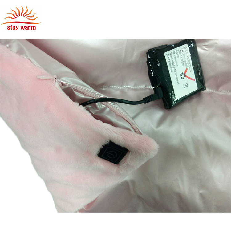 winter portable 5v or 7.4v usb battery operated electric down blanket with 3 heat settings