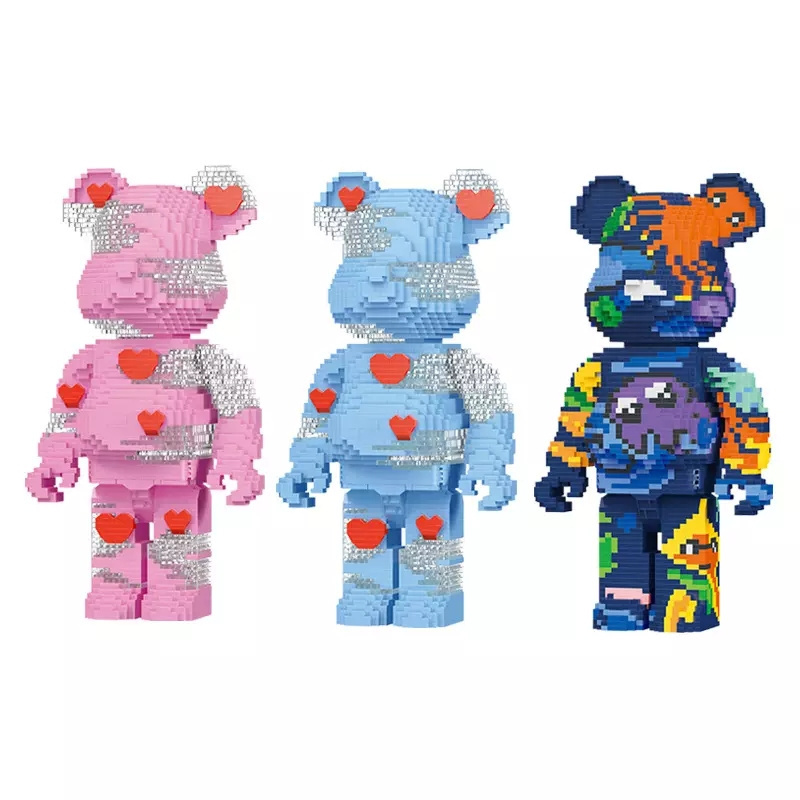 Moyu 97044 97045 97046 3D Model Love Graffiti Bear Mini Bricks Bearbrick Micro Building Blocks Figures Toys For Gift