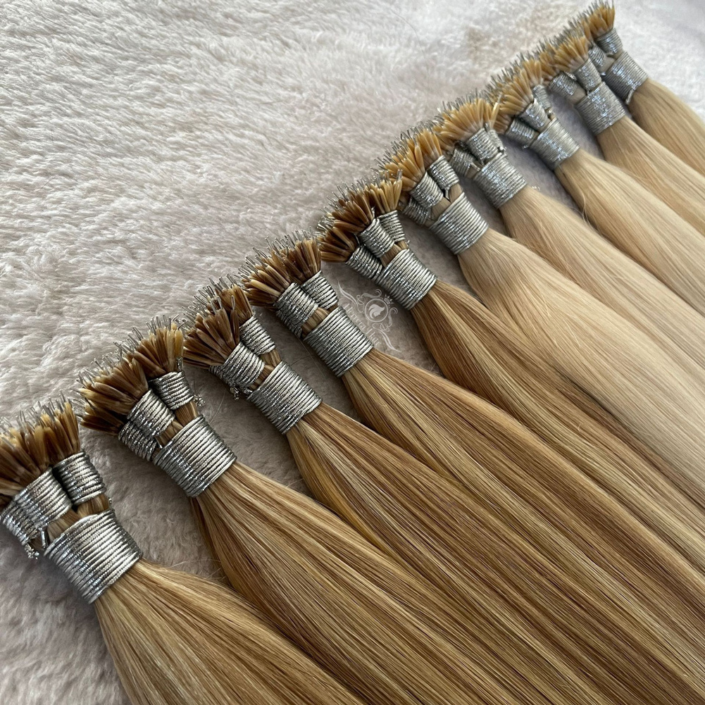 Wholesale Nano Hair Extensions Russian Tip Nano Ring Blonde Real Raw Extensiones De Cabello Humano Natural Human Hair Extensions