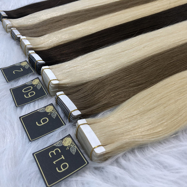 Wholesale Top Quality Tapein Remy Raw Hair 100human 24 26 28 Inches 12A Russian Blond Virgin Plus Human Hair Tape In Extensions