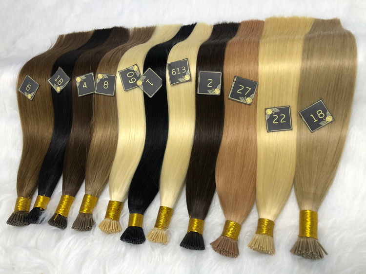 Wholesale I-tip Raw Virgin Plus Hair Extensions Vendor Cuticle Aligned Real Russian Keratin K Itip I Tip Human Hair Extensions