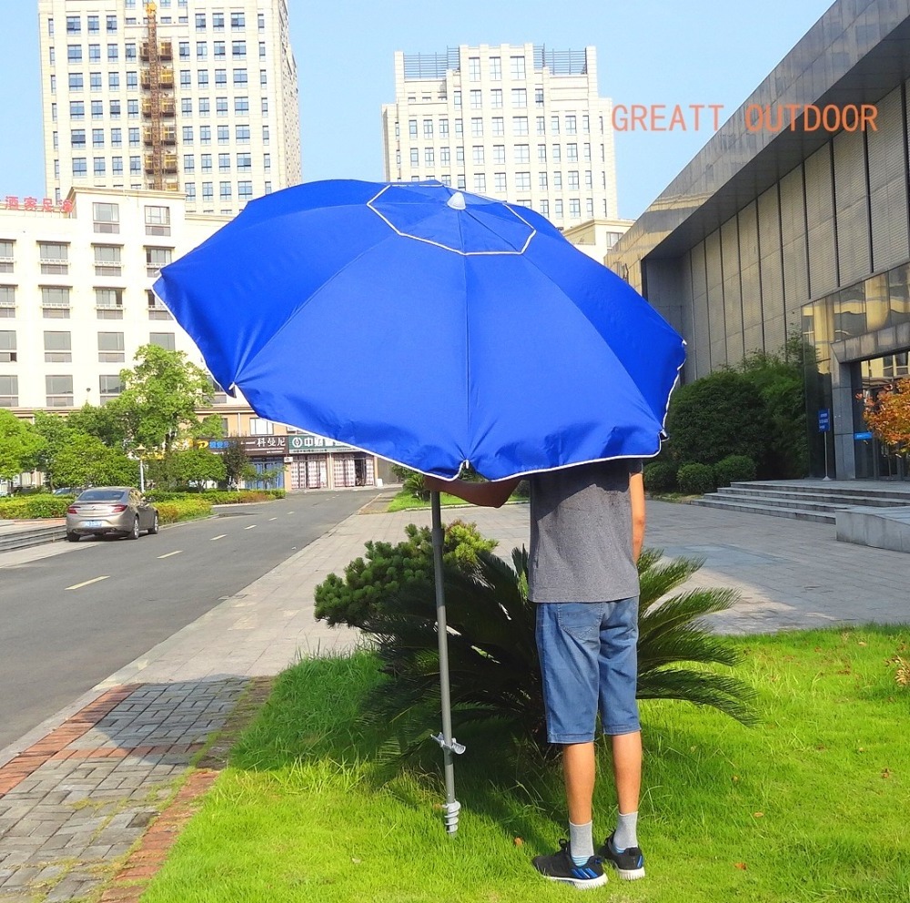 2.1m8k outdoor plastic antique umbrella stand beach umbrella with brushed aluminum fiber glass tilt