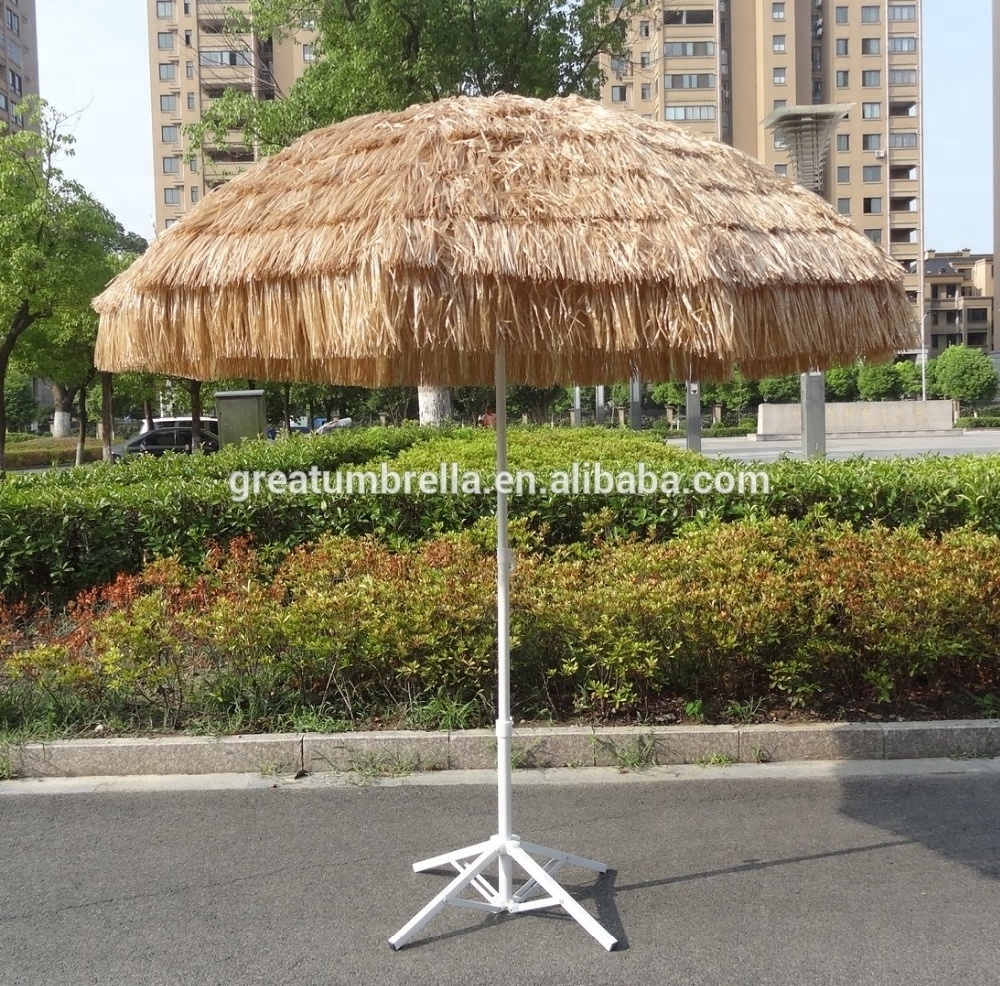 2.2meter super quality vintage style  synthetic Thatched Roof Hula Straw beach raffia hawaii Tiki umbrella for Sale