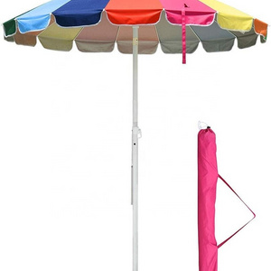 Waterproof Large Size 8 feet 2.4 meter Metal Rainbow Beach Patio Pool Umbrella Outdoor Parasol  With UV Protection 50+