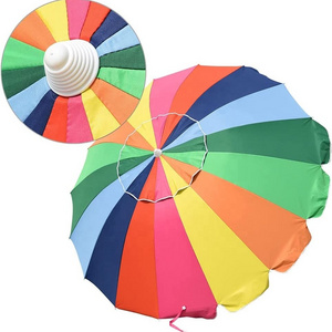 Large Size 8 feet 2.4 meter Metal Rainbow Beach Patio Umbrella 16  Ribs Tilt Market Table Umbrella With UV Protection 50+