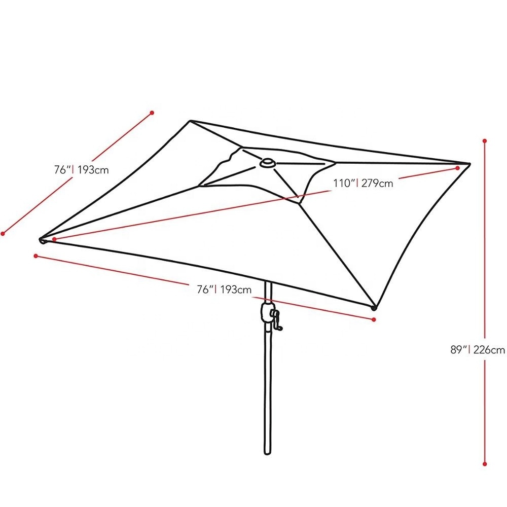 Great  Outdoor 3 X 2  Meter  Garden Restaurant Parasol Patio Umbrella With Crank and Tilt Sunscreen Upf 50+ Rectangle Cream