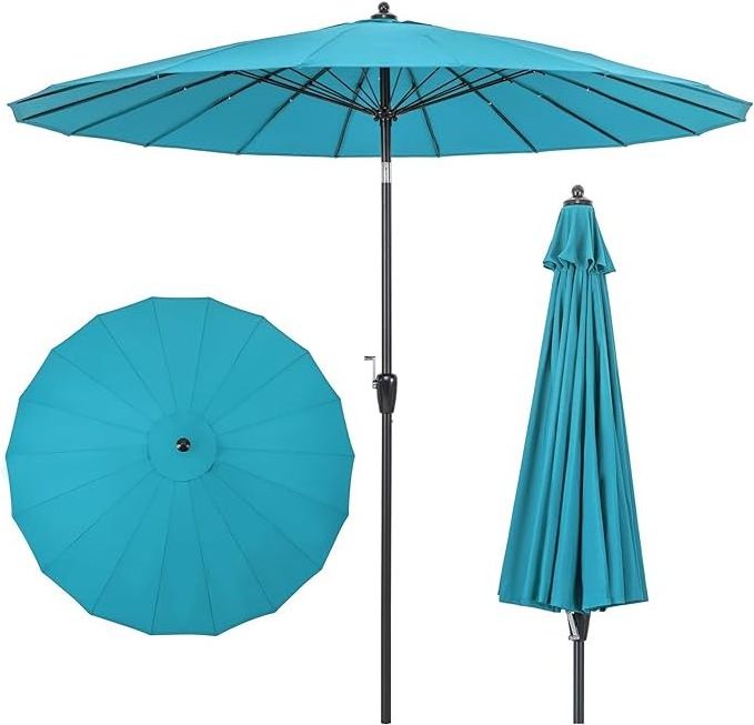 9 ft Round Patio Outdoor Market Umbrella Vented Top 18 Heavy-Duty Fiberglass Rods Table Umbrella for Poolside Deck Lawn Garden