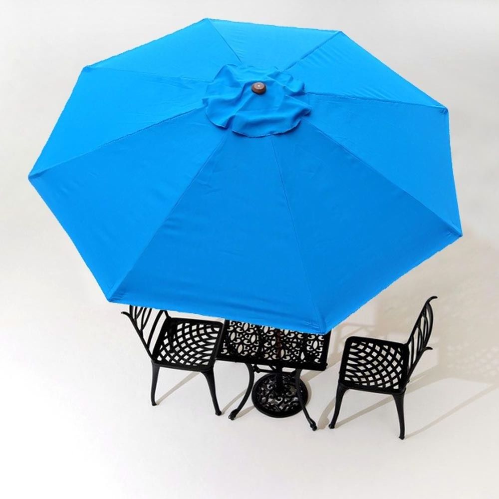 10 ft Heavy-Duty Round Outdoor Market Table Patio Umbrella with Steel Pole, Push Button Tilt and Easy Crank Lift in Royal Blue