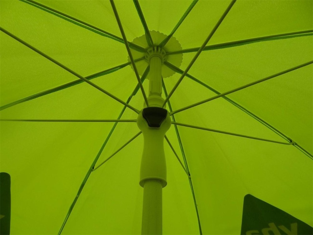 Logo Printed Advertising Parasol Light Green Beach umbrella Outdoor With Sand Screw and luxury Plastic parts