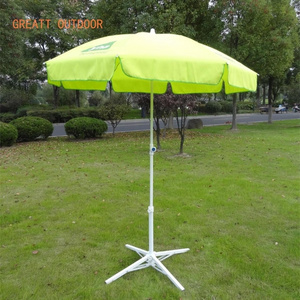 Logo Printed Advertising Parasol Light Green Beach umbrella Outdoor With Sand Screw and luxury Plastic parts