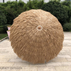 China umbrella manuafactory fashion Advertising bali raffia Straw Beach Umbrella with artificial thatch roof