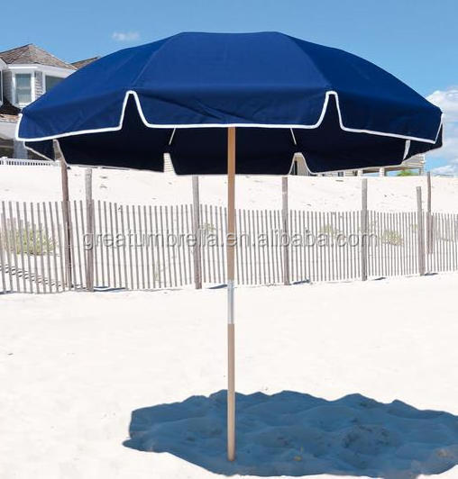 UV Protection Fiberglass Beach Umbrella with Frankford Wood Coating