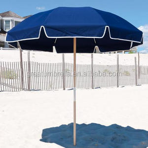 UV Protection Fiberglass Beach Umbrella with Frankford Wood Coating