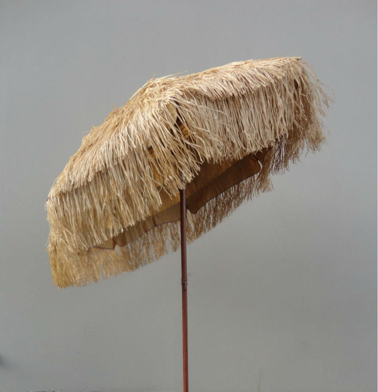 sun proof u v protection bohemian patio bamboo umbrella thatch roof tiki  hawaii beach umbrella wood color umbrella