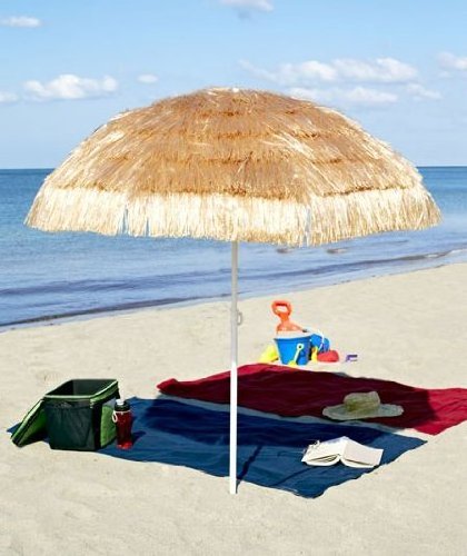 sun proof u v protection bohemian patio bamboo umbrella thatch roof tiki  hawaii beach umbrella wood color umbrella