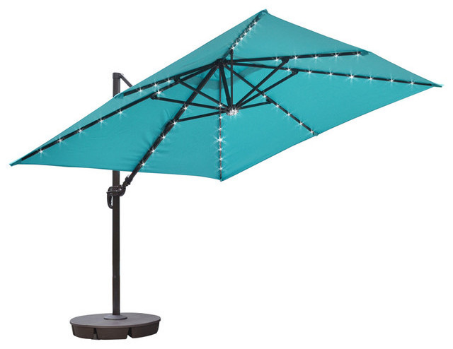 Outdoor garden parasol umbrella Solar 32 LED Lighted Patio Umbrella 10ft Square Cantilever Umbrella