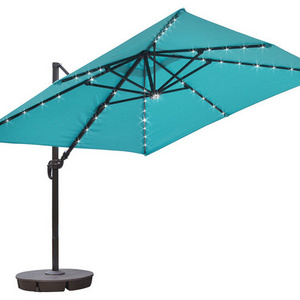 Outdoor garden parasol umbrella Solar 32 LED Lighted Patio Umbrella 10ft Square Cantilever Umbrella