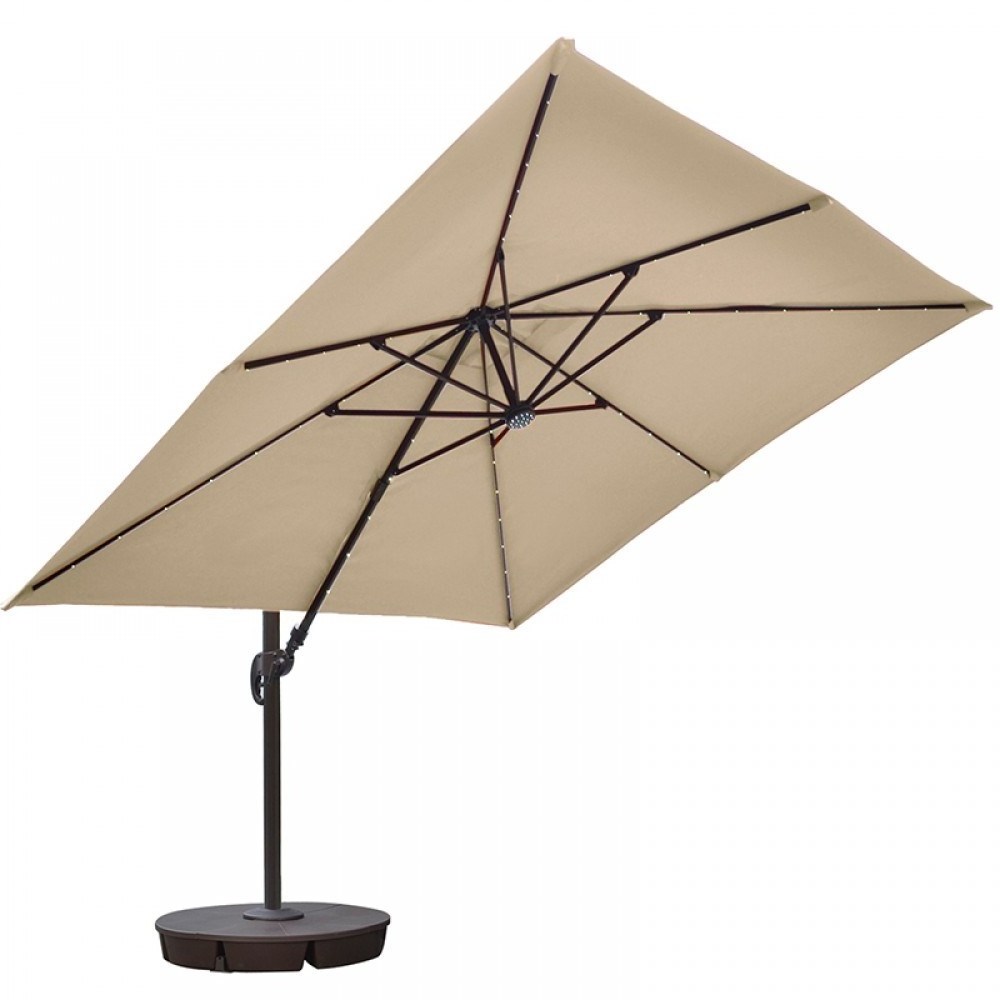 Outdoor garden parasol umbrella Solar 32 LED Lighted Patio Umbrella 10ft Square Cantilever Umbrella