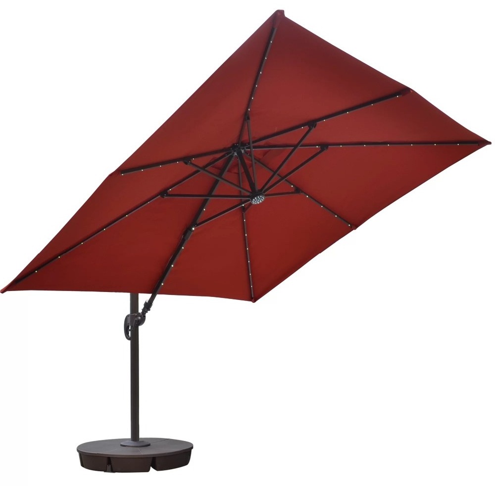 Outdoor garden parasol umbrella Solar 32 LED Lighted Patio Umbrella 10ft Square Cantilever Umbrella