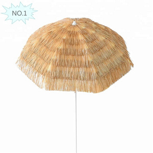 Outdoor  8Foot 2.4meter Hawaii Tropical Synthetic Thatch Tiki Tilt Grass Hawaii  Straw Beach Umbrella