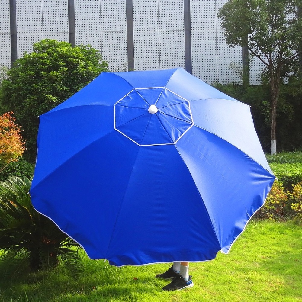 2.1m8k outdoor plastic antique umbrella stand beach umbrella with brushed aluminum fiber glass tilt