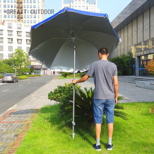 2.1m8k outdoor plastic antique umbrella stand beach umbrella with brushed aluminum fiber glass tilt