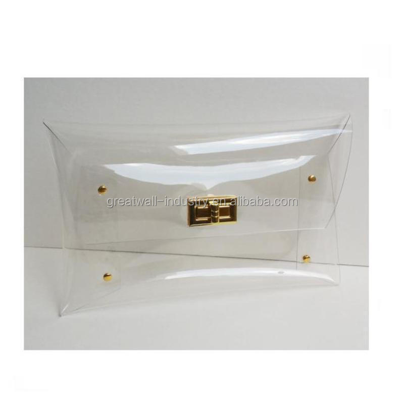 High Quality Classic Transparent Clear Vinyl PVC Clutch Bag Made In China