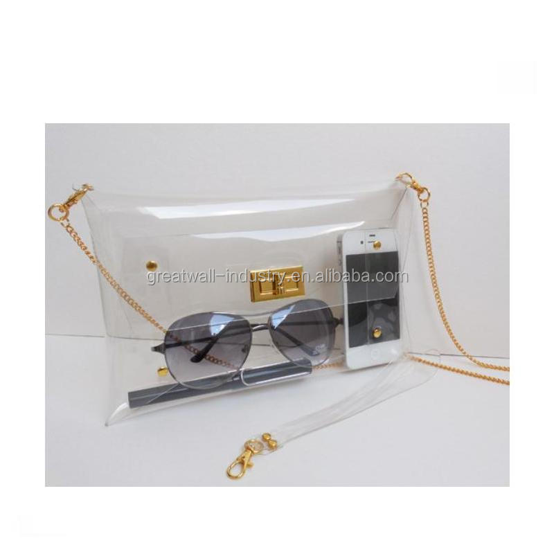 High Quality Classic Transparent Clear Vinyl PVC Clutch Bag Made In China