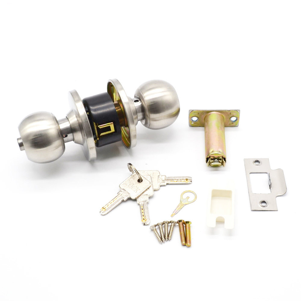 cylindrical knob door lock brass core round handle lock with keys