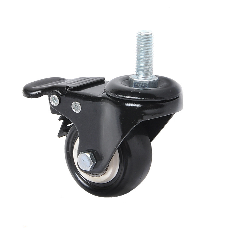 1.5inch 2inch silent furniture castor PU swivel roller caster with brake 360 rotatable wheel chair replacement part