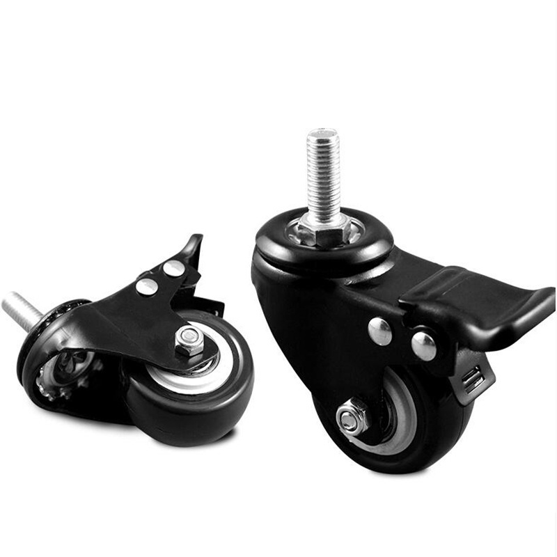 1.5inch 2inch silent furniture castor PU swivel roller caster with brake 360 rotatable wheel chair replacement part