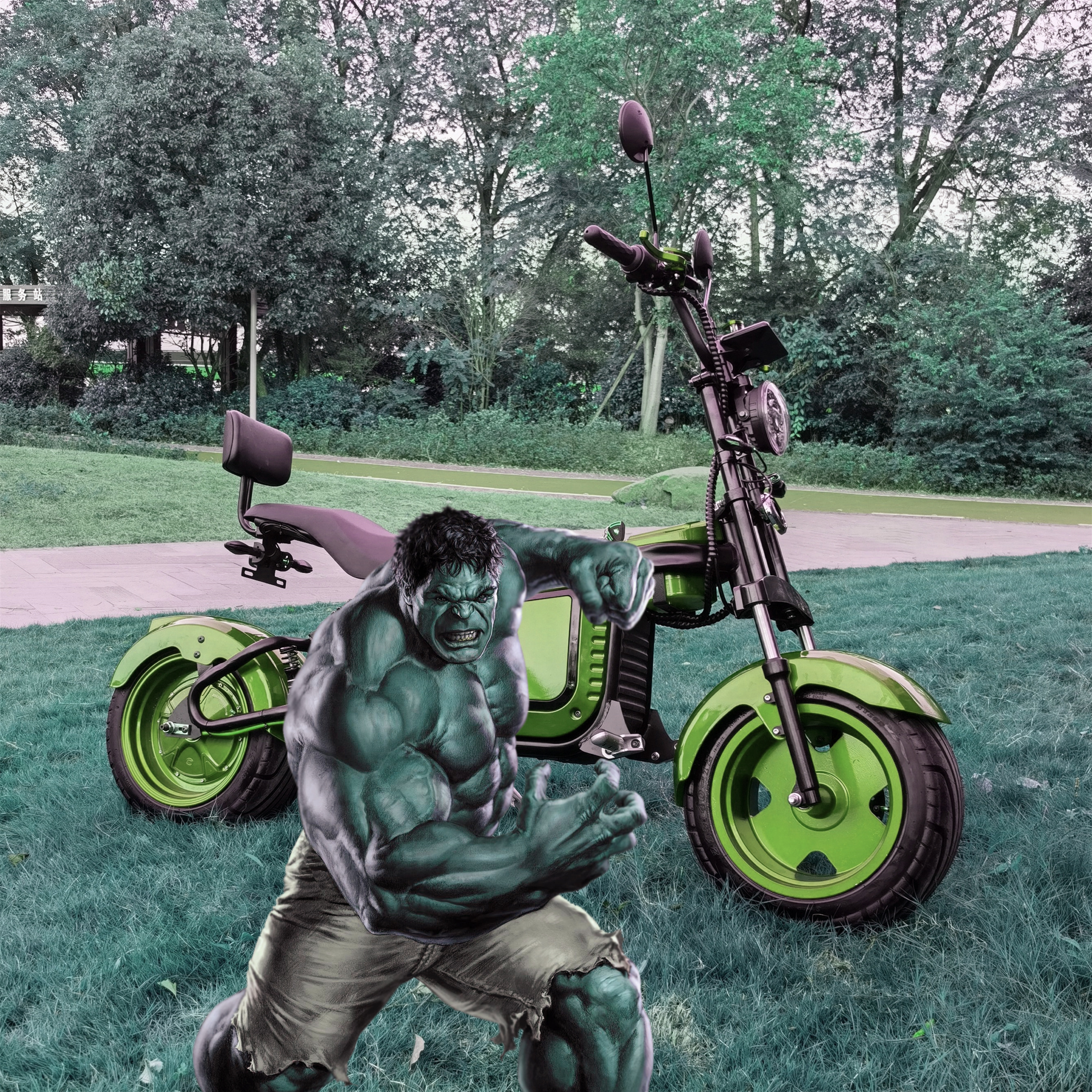 Three Wheel 1500/2000W Hulk Electric Scooter Tricycle Motorcycle With Sidecar