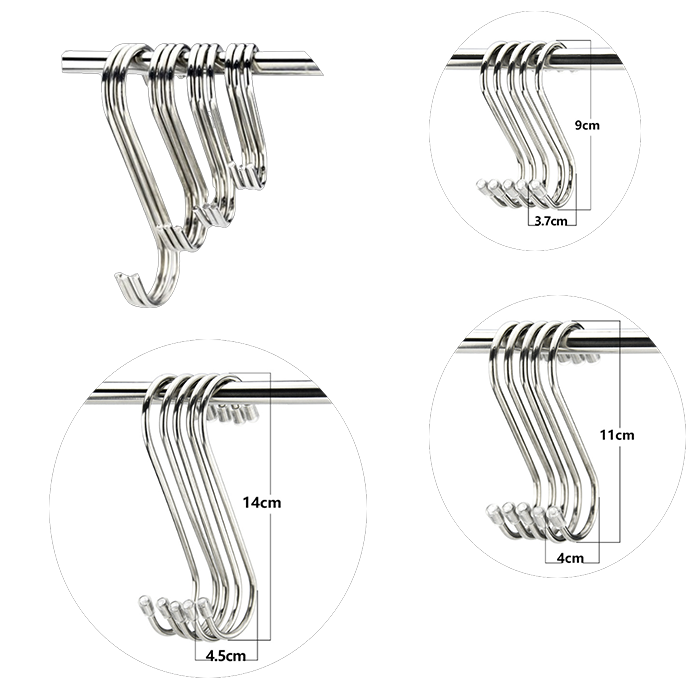 Stainless Steel S Shape Hook Heavy Duty Hanging Hooks for Kitchen Work Shop Bathroom Garden