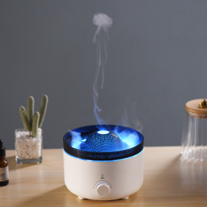 Smart appliances Realistic 3D humidifyer Flame Diffuser Mist Air Cleaner Jellyfish Volcanic Humidifier for Bedroom Living Room