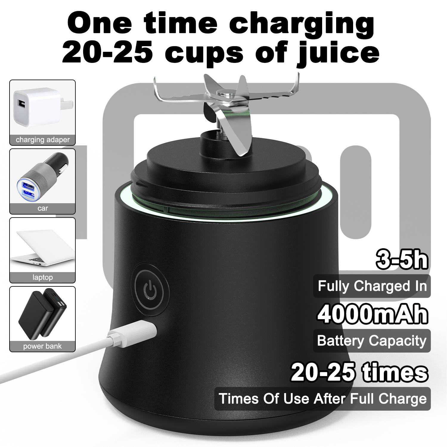 Rechargeable Personal Size Gym Portable Blender 6000ml Hand Held 6 Blades Mini Usb Electric Juicer Portable Blender 2023