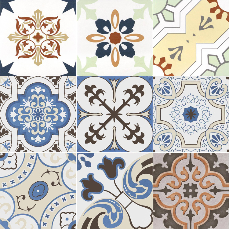 Customizable Colourful Flower Tile Floor Quare Porcelain Floor Medallions Art Decoration Tile