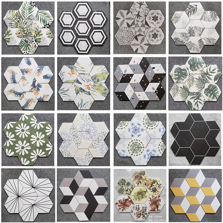 hexagon tile mosaic bathroom  kitchen backsplash thassos white stone gold metal copper brass waterjet marble art flower tile