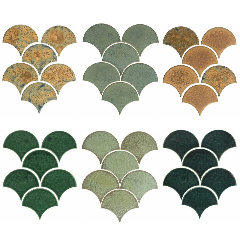 Bronze Style Antique Copper Fanshaped Mosaic Tile Metal Art Mosaic Wall Tiles For Kitchen Backsplash