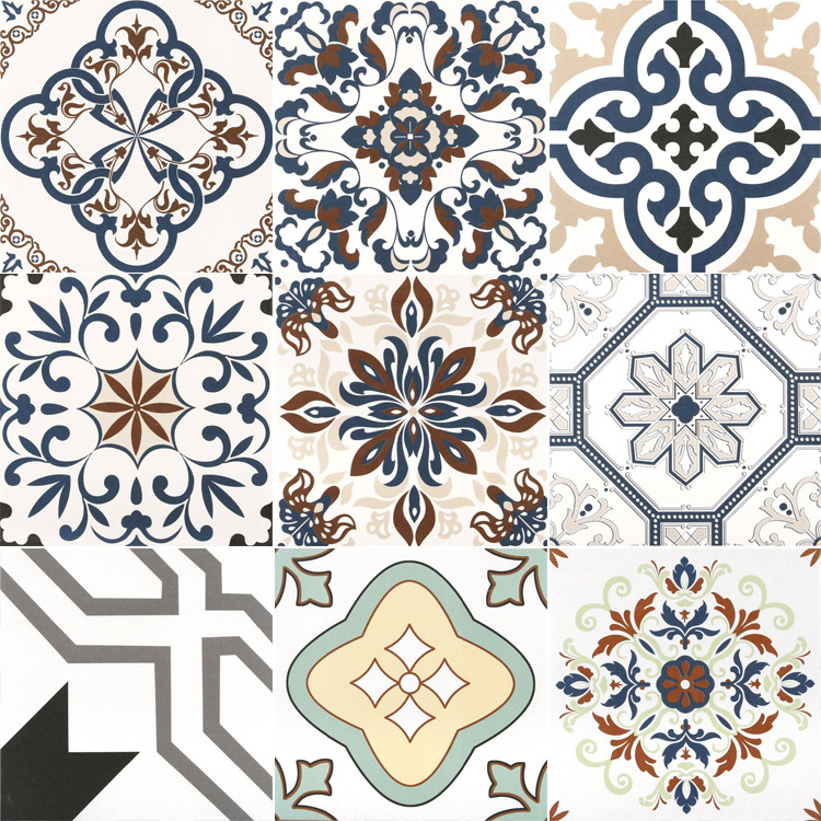 Customizable Colourful Flower Tile Floor Quare Porcelain Floor Medallions Art Decoration Tile