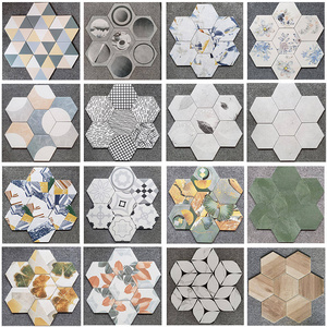 hexagon tile mosaic bathroom  kitchen backsplash thassos white stone gold metal copper brass waterjet marble art flower tile