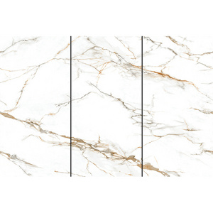 White calacatta gold sintered stone porcelain Polished Glazed Large format big 1200x2400 wall floor rock plate marble slab tiles