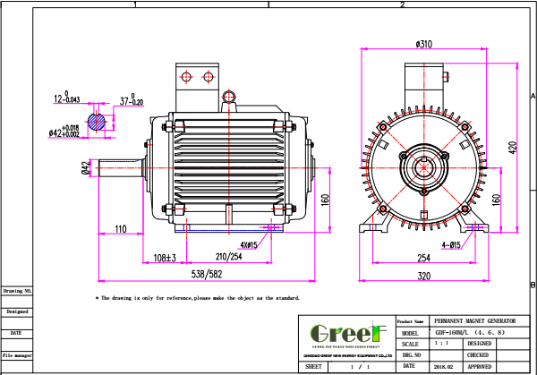 3kw 100rpm pmg alternator, permanent neodymium magnet generator for wind power and hydro turbine