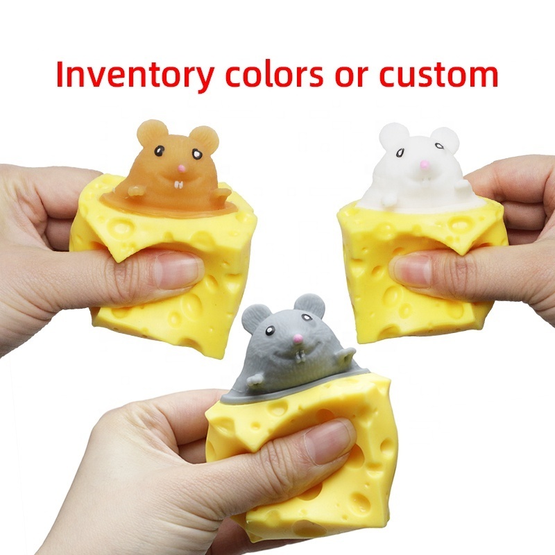 Squeeze Cheese Stress Ball Anti-Stress Mouse Toys For Kids Funny Surprise Mouse Pop Up Squeeze Toys Fidgets Mice in Cheese Toy