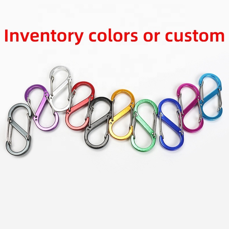 Double Sided S Biner Clip Promotional Carabiner Keychain S Carabiner Custom Clip Keychain S Double Carabiner S-Clip With Lock