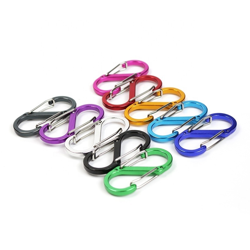 Double Sided S Biner Clip Promotional Carabiner Keychain S Carabiner Custom Clip Keychain S Double Carabiner S-Clip With Lock