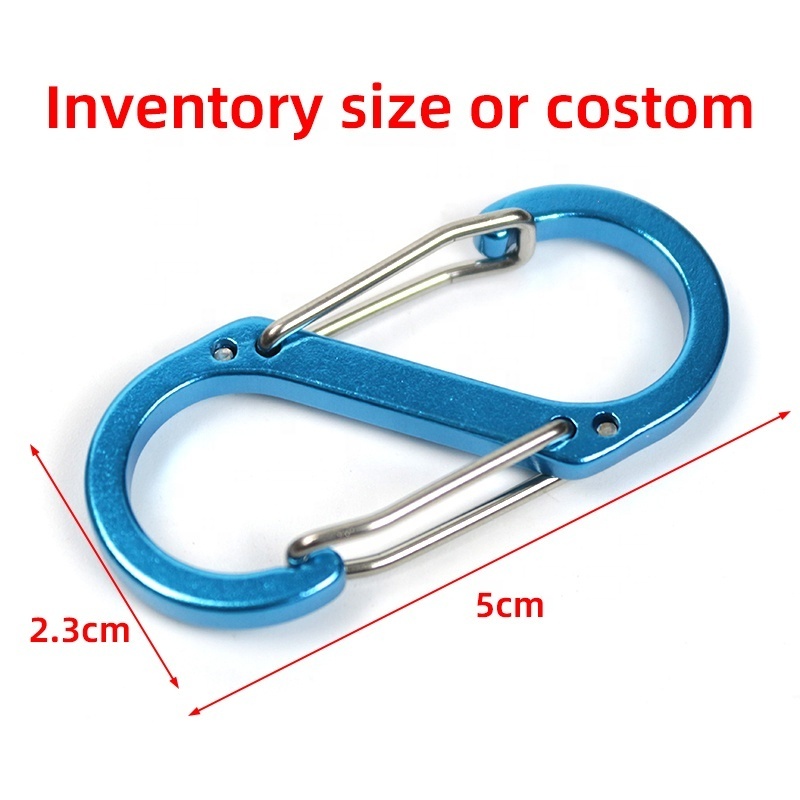 Double Sided S Biner Clip Promotional Carabiner Keychain S Carabiner Custom Clip Keychain S Double Carabiner S-Clip With Lock